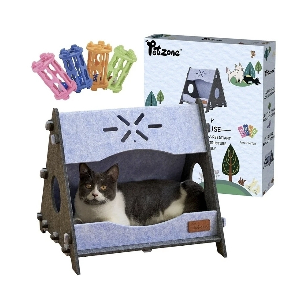 Cat House, Bed, Cave Medium Up to 22# Blue, Grey